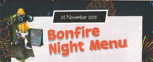 Bonfire Night menu